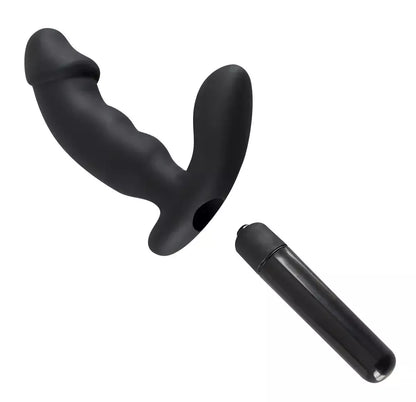 Rebel Black Intimate Vibe prostatos stimuliatorius su tarpvietės stimuliatoriumi 15 cm, silikoninis