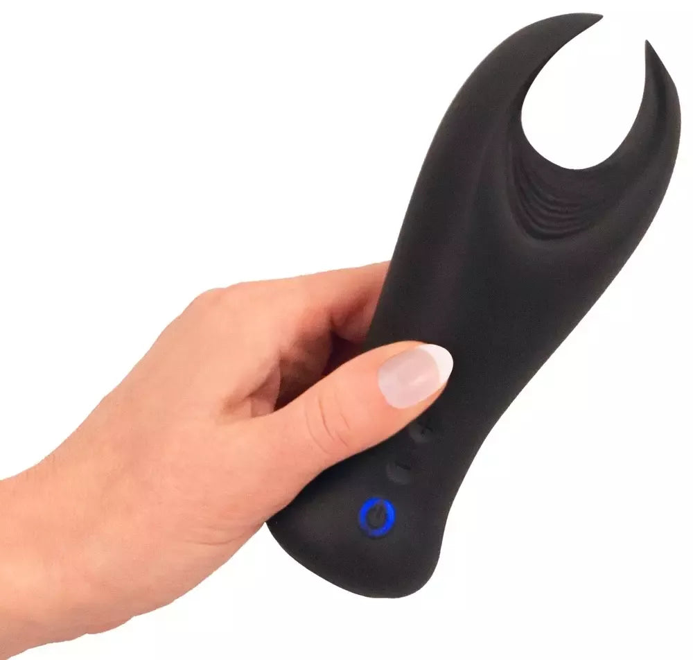 Rebel Flexible Silicone Intimate Machine su vibruojančiais sparneliais, juodas, 16 cm