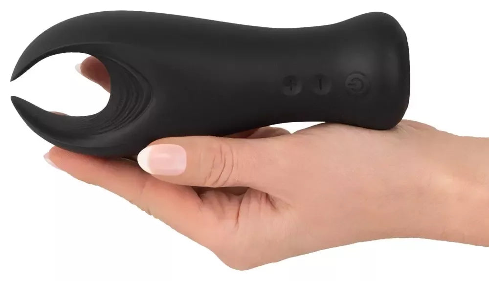 Rebel Flexible Silicone Intimate Machine su vibruojančiais sparneliais, juodas, 16 cm
