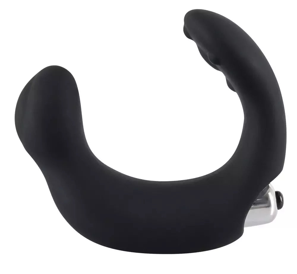REBEL juodas/sidabrinis prostatos stimuliatorius su dviguba masažo sistema, 20 cm