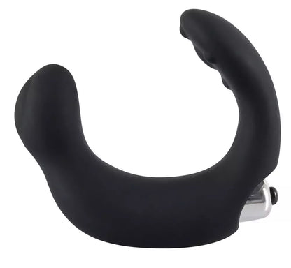REBEL juodas/sidabrinis prostatos stimuliatorius su dviguba masažo sistema, 20 cm