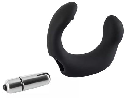 REBEL juodas/sidabrinis prostatos stimuliatorius su dviguba masažo sistema, 20 cm