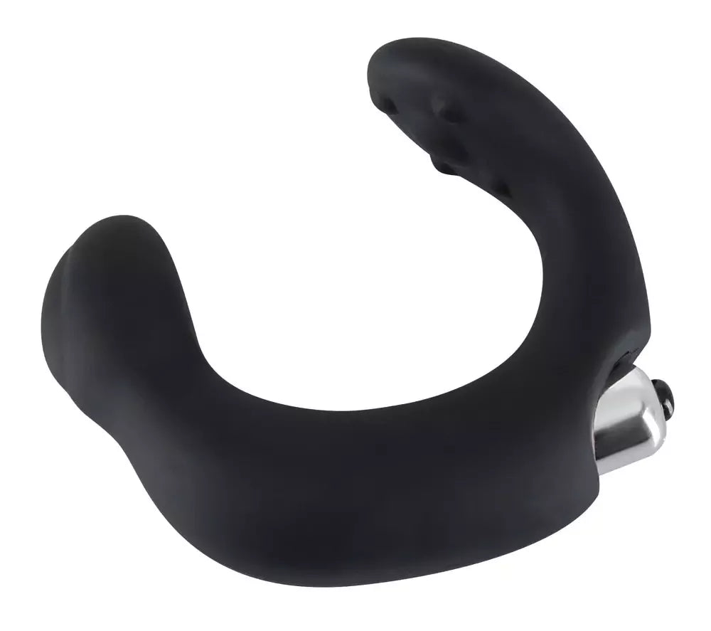 REBEL juodas/sidabrinis prostatos stimuliatorius su dviguba masažo sistema, 20 cm
