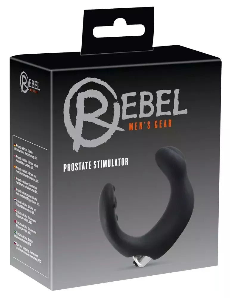 REBEL juodas/sidabrinis prostatos stimuliatorius su dviguba masažo sistema, 20 cm