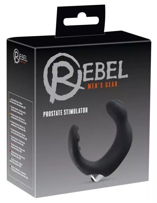 REBEL juodas/sidabrinis prostatos stimuliatorius su dviguba masažo sistema, 20 cm