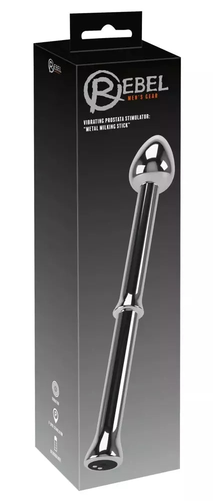 Rebel Metal Milking Stick – įkraunama prostatos masažuoklio sistema, sidabrinė, 26,5 cm