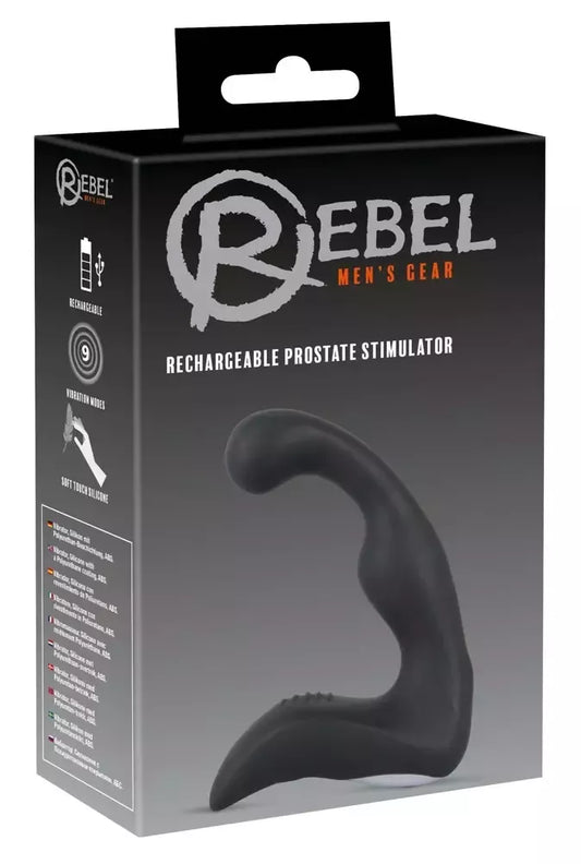 REBEL prostatos kaištis, įkraunamas lankstus vibratorius, juodas, 14,6 cm