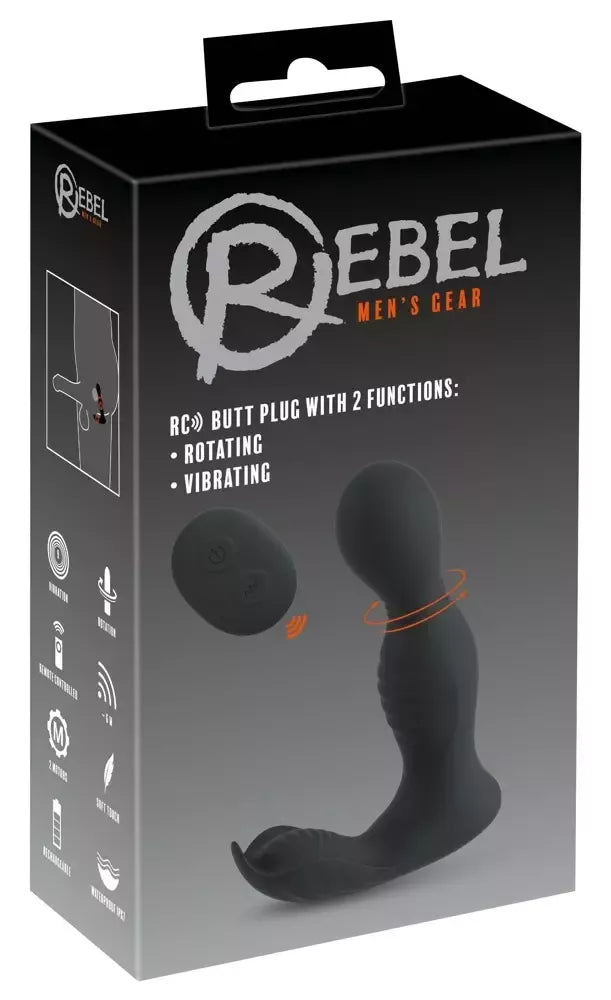 Rebel RC analinis kamštis su dvigubu varikliu, silikoninis, juodas, 13,7 cm, įkraunamas USB