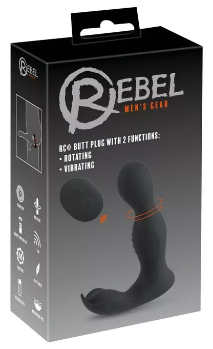 Rebel RC analinis kamštis su dvigubu varikliu, silikoninis, juodas, 13,7 cm, įkraunamas USB
