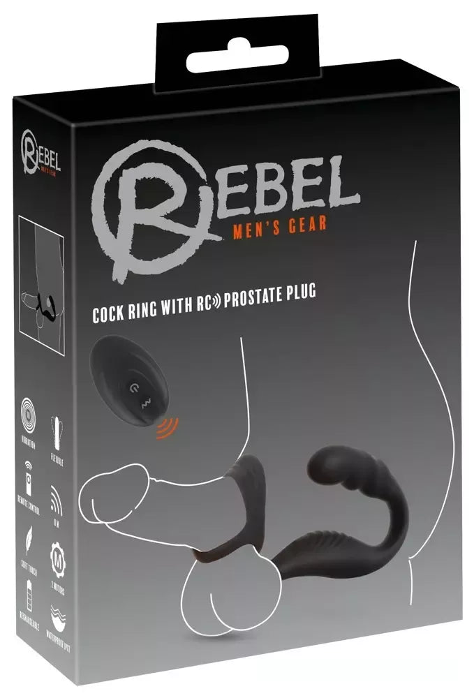 REBEL RC prostatos stimuliatorius ir dvigubas žiedas, silikoninis, juodas