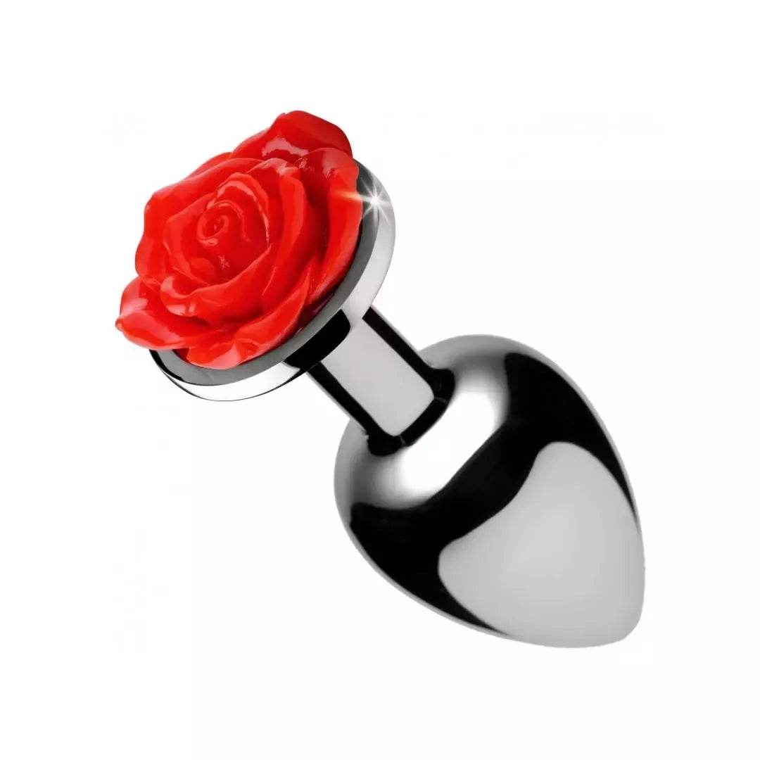 Red Rose didelis metalinis kamštis su dekoratyviniu juodos gėlės antgaliu