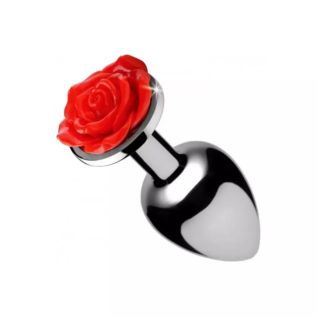 Red Rose Intimate Plug Medium – aliuminis, dekoratyvinis gėlių pagrindas