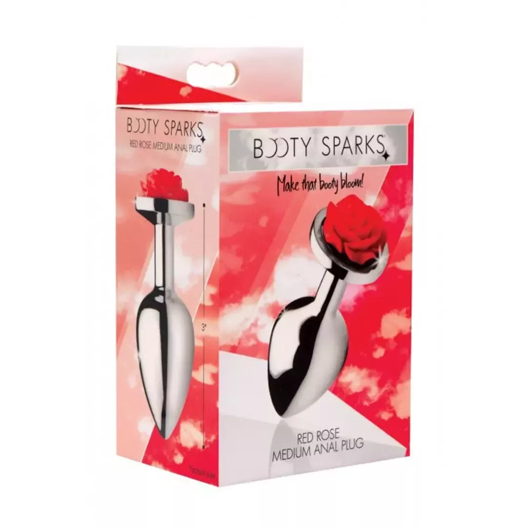 Red Rose Intimate Plug Medium – aliuminis, dekoratyvinis gėlių pagrindas