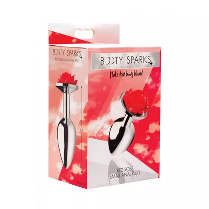 Red Rose Metal Intimate Plug Small - Juoda rožė, lengvas aliuminis