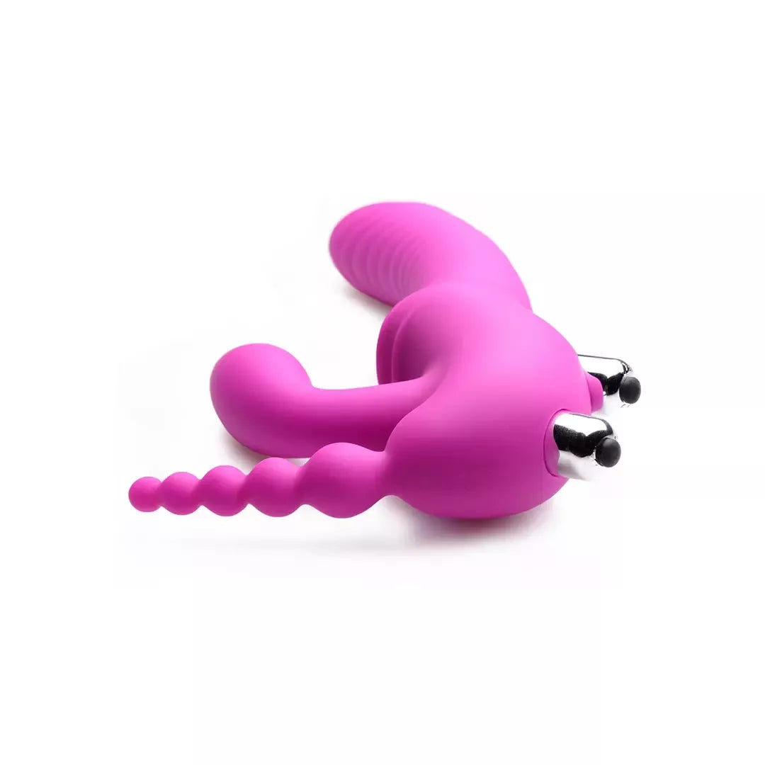 Regal Rider Triple Vibrating Silicone Intimate System – be diržų, juoda