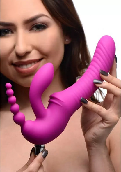 Regal Rider Triple Vibrating Silicone Intimate System – be diržų, juoda
