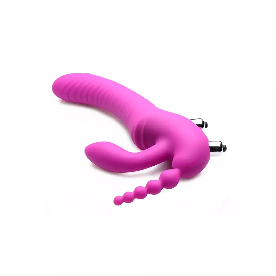 Regal Rider Triple Vibrating Silicone Intimate System – be diržų, juoda