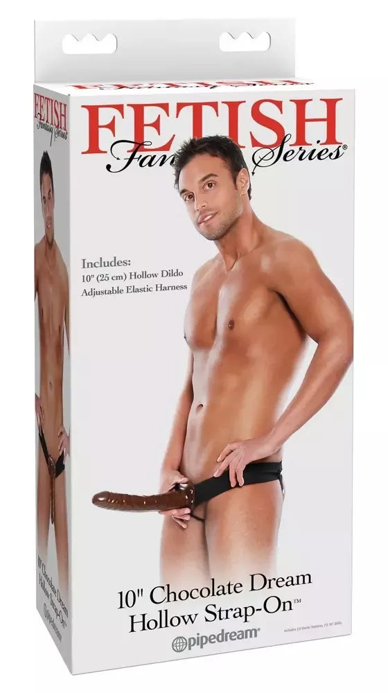 Reguliuojamas tuščiaviduris diržinis dildo Pipedream FFS 10 Chocolate Dream, 25 cm