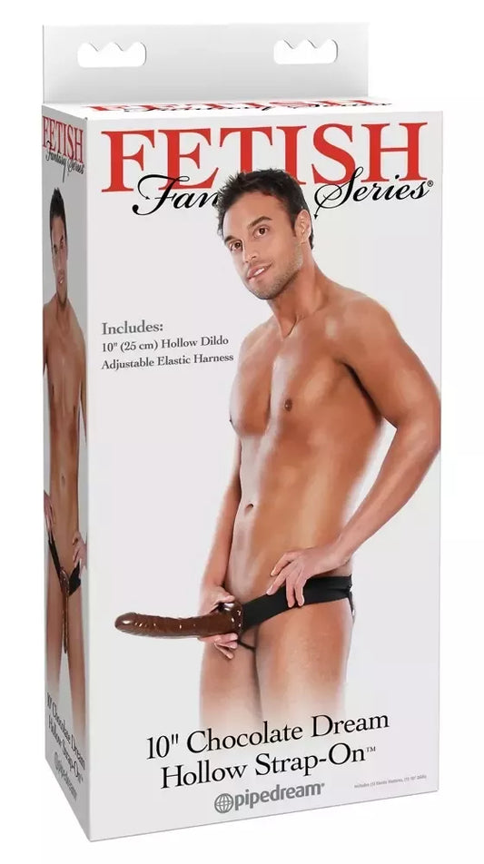 Reguliuojamas tuščiaviduris diržinis dildo Pipedream FFS 10 Chocolate Dream, 25 cm