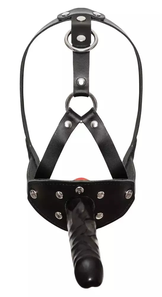 Reguliuojami LeatherHead galvos diržai su lateksiniu priedu, juoda/raudona, 13 cm
