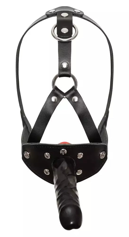 Reguliuojami LeatherHead galvos diržai su lateksiniu priedu, juoda/raudona, 13 cm
