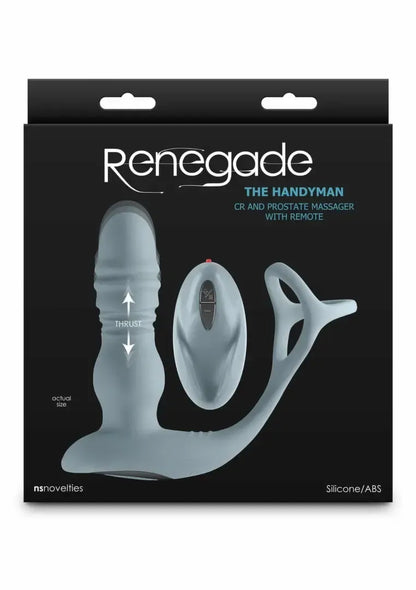 Renegade The Handyman silikoninis žiedas ir nuotoliniu būdu valdomas masažuoklis, juodas