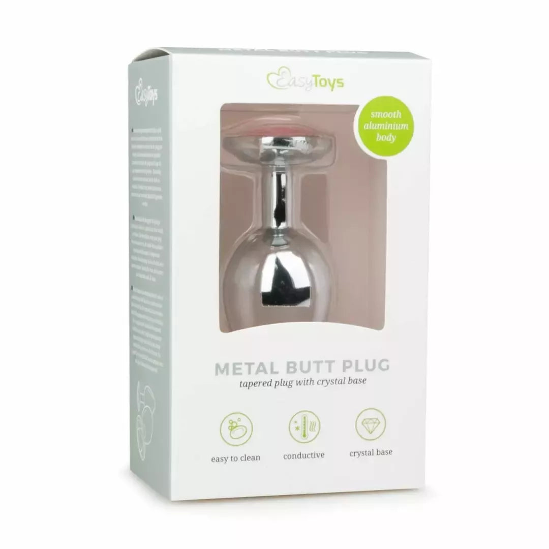 Rimba Metal Intimate Plug Silver-Pink Medium – aliuminis, kristalo akcentas
