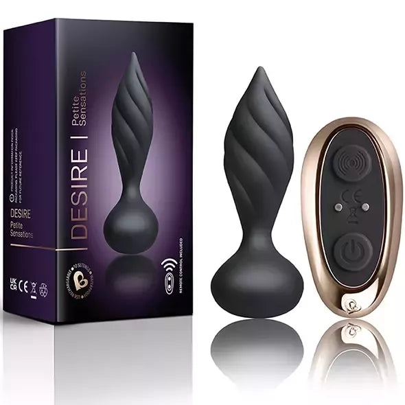 Rocks-Off Petite Sensations Desire Black – nuotoliniu būdu valdomas analinis kaištis, silikoninis