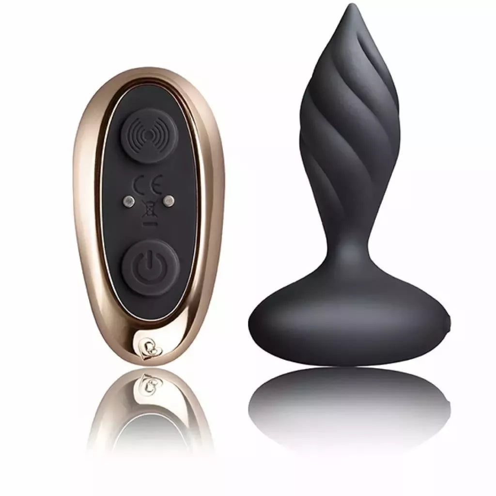 Rocks-Off Petite Sensations Desire Black – nuotoliniu būdu valdomas analinis kaištis, silikoninis