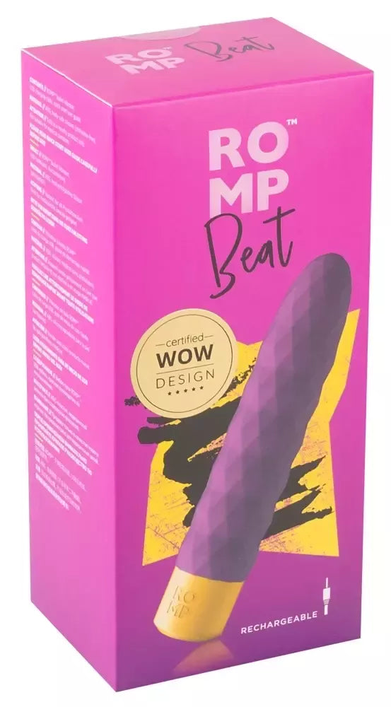 ROMP Beat silikoninis vibruojantis prietaisas, 21 cm, 10 režimų, atsparus vandeniui, mėlynas