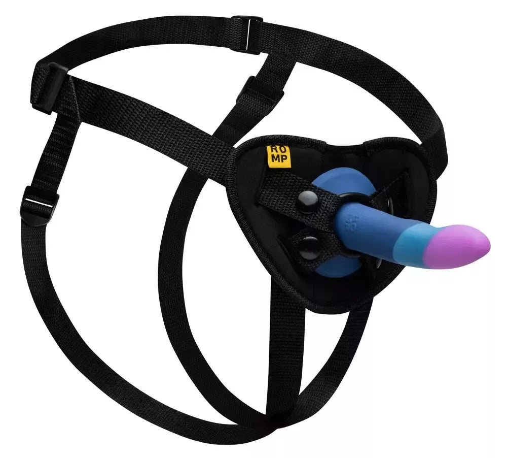 ROMP Piccolo Pegging Kit – silikoninis intymus prietaisas su diržais, 14 cm