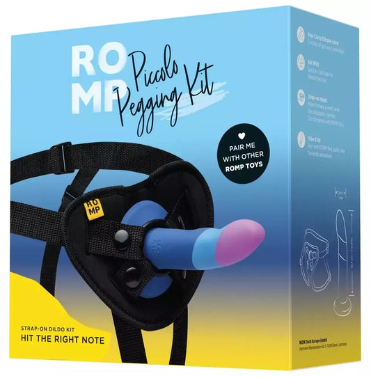 ROMP Piccolo Pegging Kit – silikoninis intymus prietaisas su diržais, 14 cm