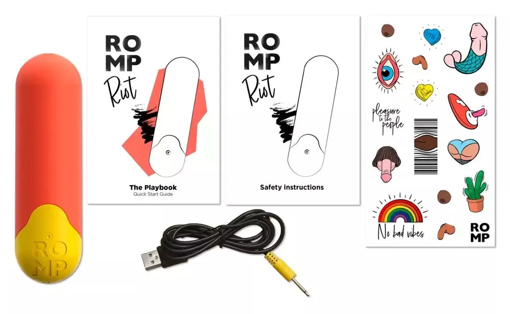 ROMP Riot mini vibratorius kompaktiškas įkraunamas silikoninis 7cm geltonas