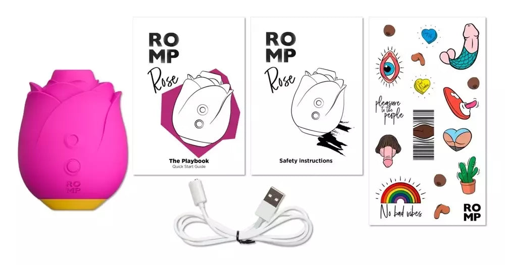 ROMP Rose Intimate Pulsator su Pleasure Air sistema, atsparus vandeniui, rožinis