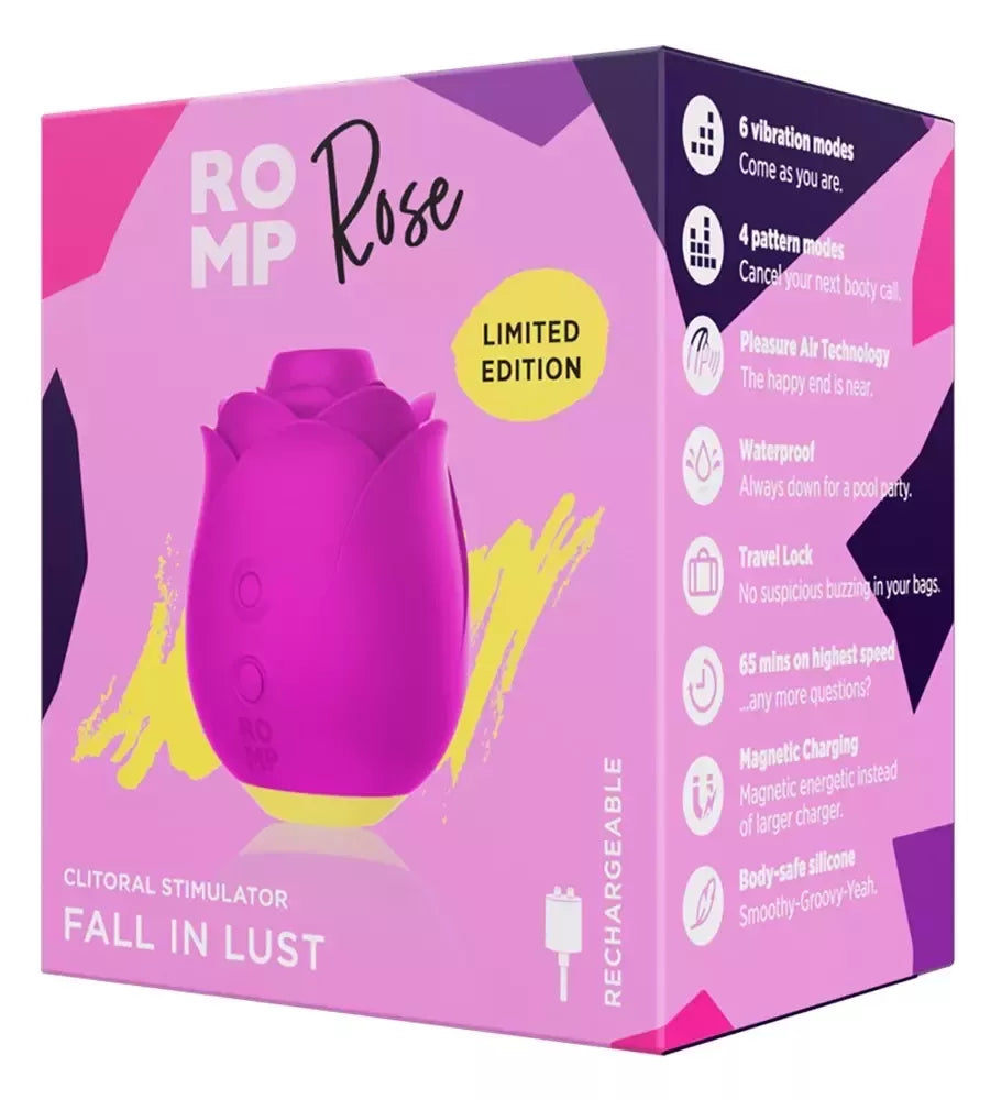 ROMP Rose Intimate Pulsator su Pleasure Air sistema, atsparus vandeniui, rožinis