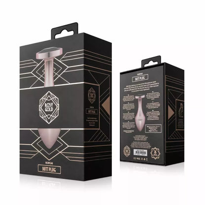Rosy Gold Nouveau geometrinis analinis kamštukas su juodu kristalu