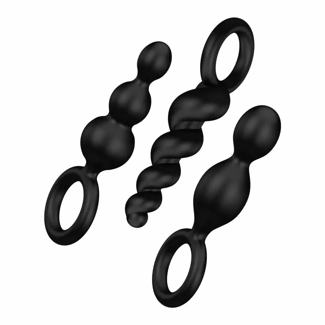 Satisfyer Booty Call Black – 3 ergonominių silikoninių analinių kaiščių rinkinys