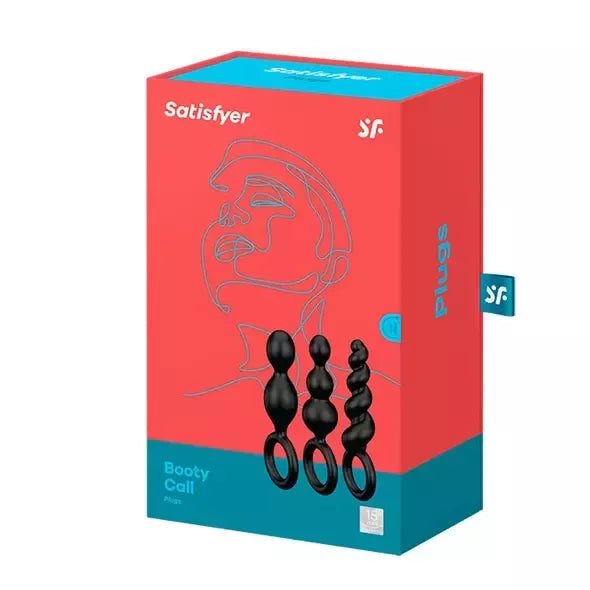 Satisfyer Booty Call Black – 3 ergonominių silikoninių analinių kaiščių rinkinys