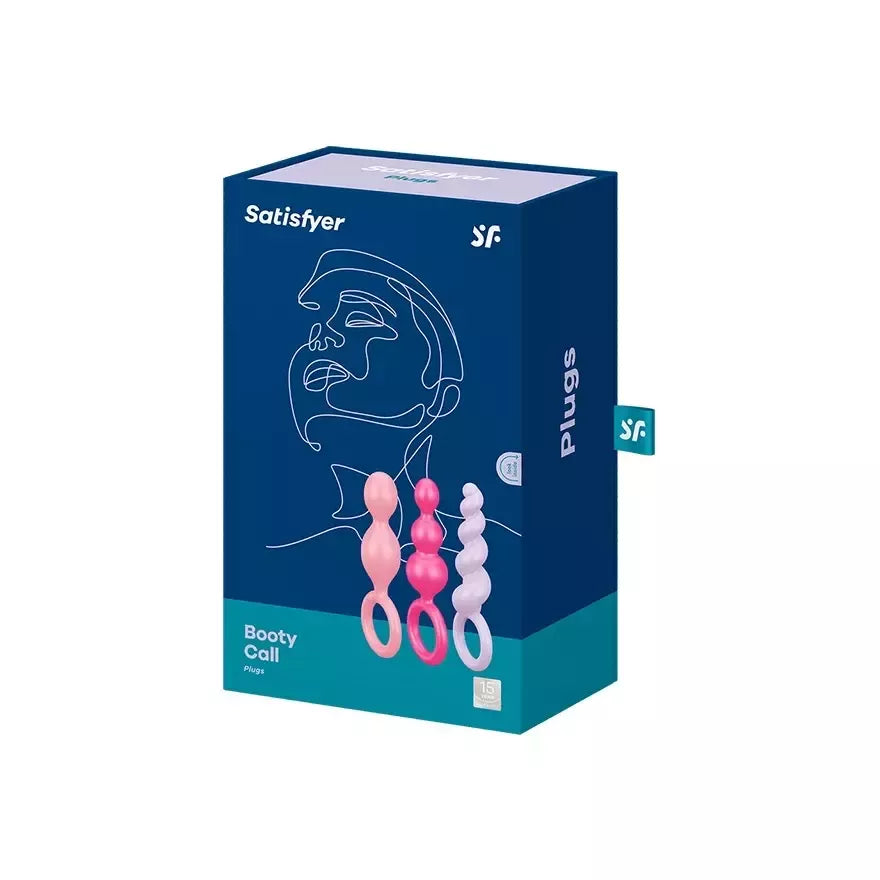 Satisfyer Booty Call kištukų rinkinys „Multicolor“ – trys lankstūs silikoniniai kištukai