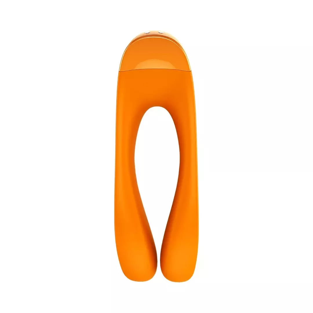 Satisfyer Candy Cane Mini vibratorius, juodai oranžinis – kompaktiškas piršto formos modelis