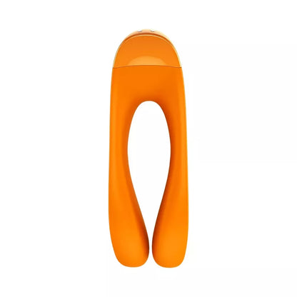 Satisfyer Candy Cane Mini vibratorius, juodai oranžinis – kompaktiškas piršto formos modelis