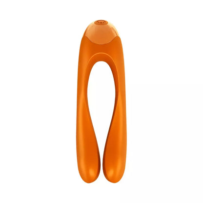 Satisfyer Candy Cane Mini vibratorius, juodai oranžinis – kompaktiškas piršto formos modelis