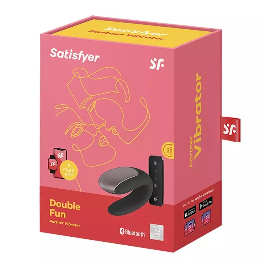 Satisfyer Double Fun Black porų vibratorius, du varikliai, valdymas programėle