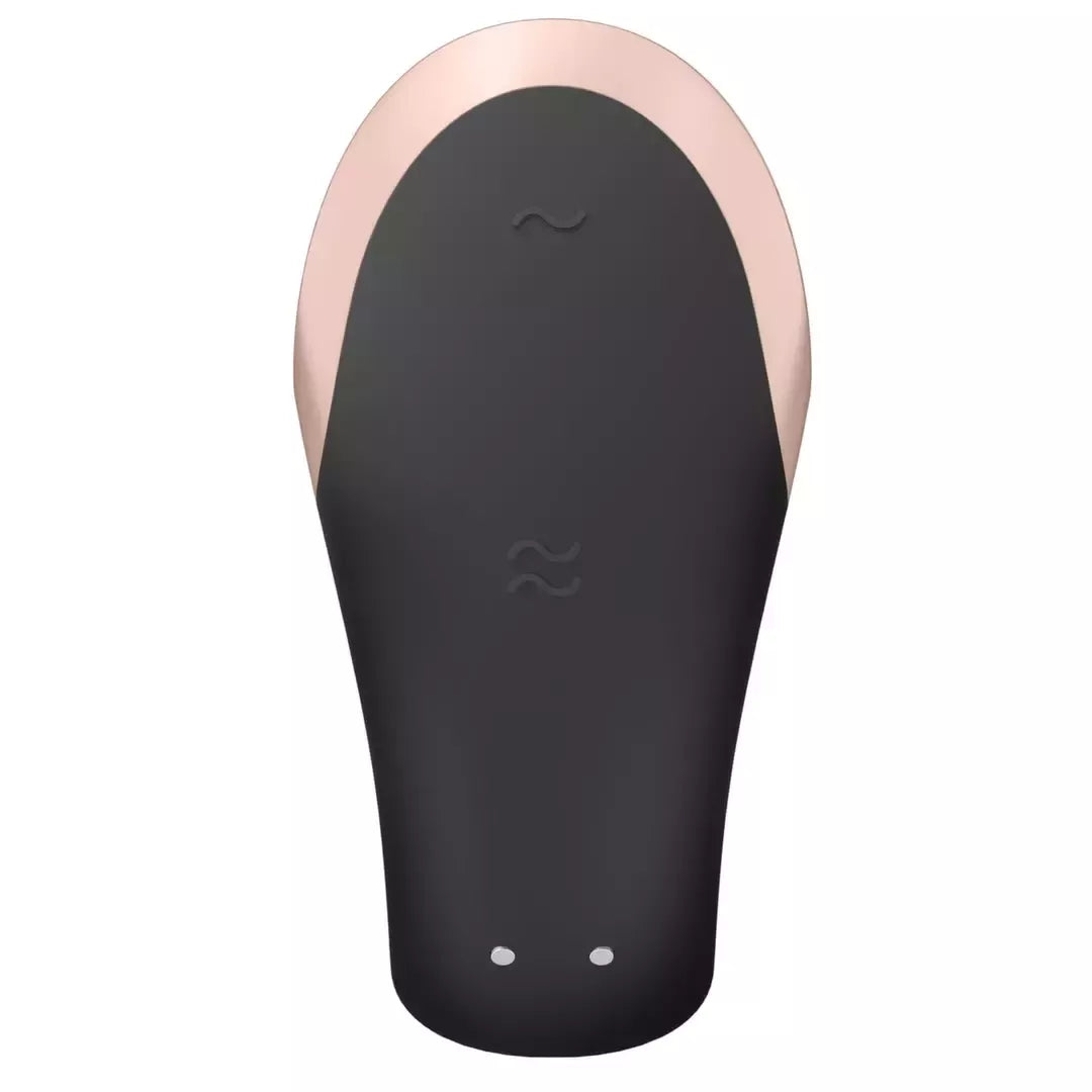 Satisfyer Double Love Black – programėle valdomas sekso žaislas poroms, atsparus vandeniui