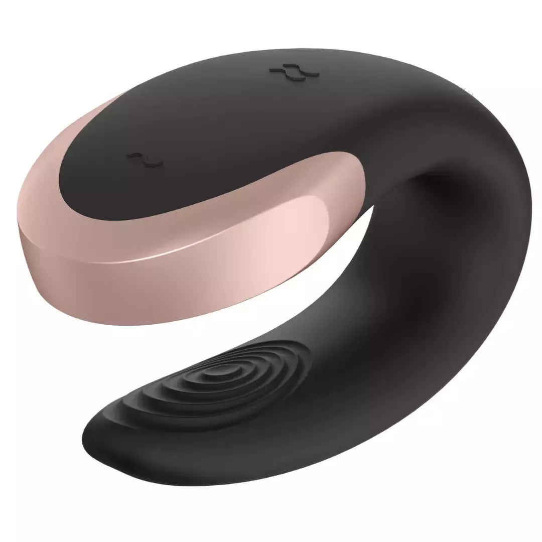 Satisfyer Double Love Black – programėle valdomas sekso žaislas poroms, atsparus vandeniui