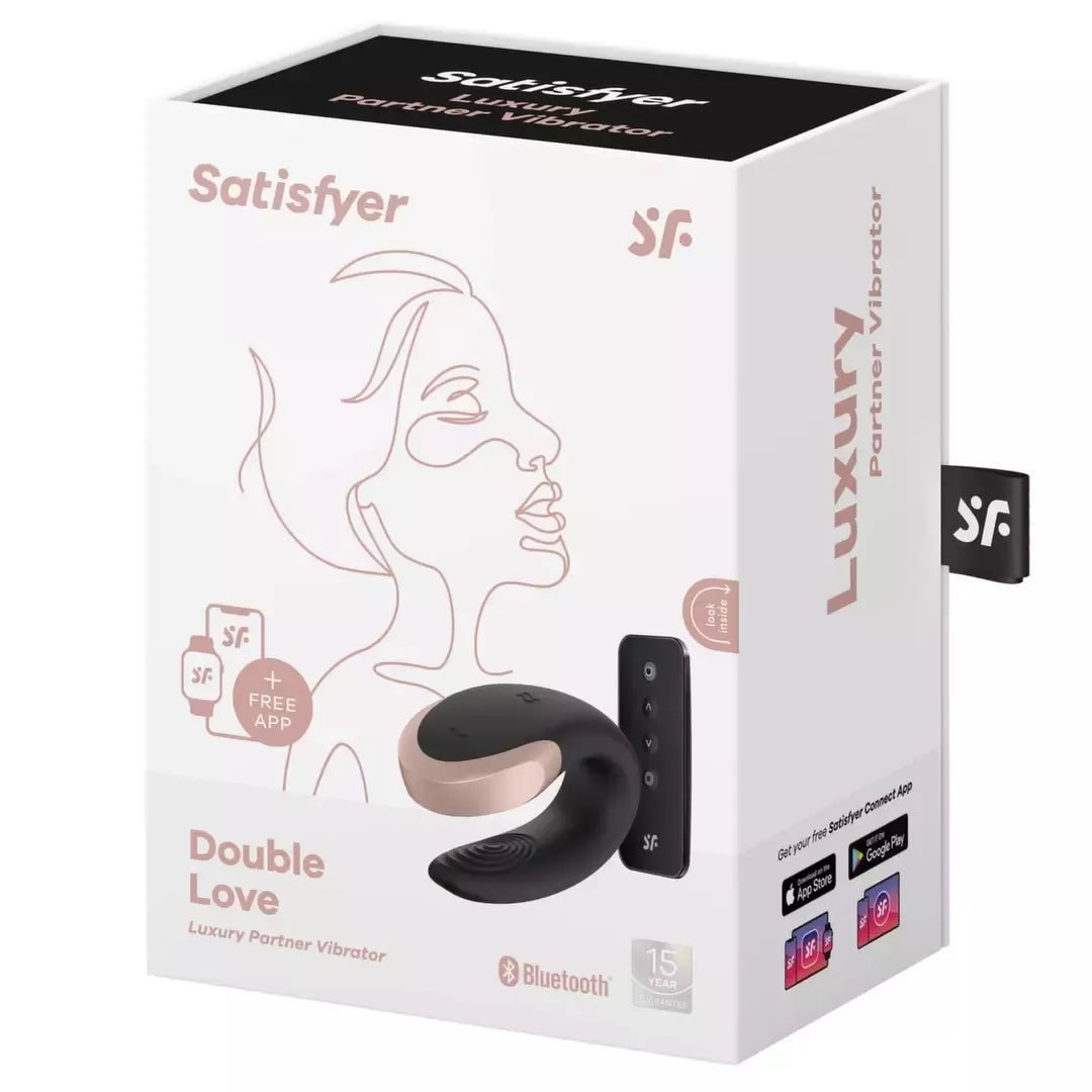 Satisfyer Double Love Black – programėle valdomas sekso žaislas poroms, atsparus vandeniui