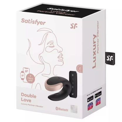 Satisfyer Double Love Black – programėle valdomas sekso žaislas poroms, atsparus vandeniui