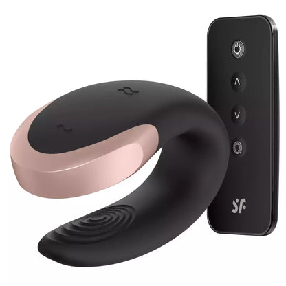 Satisfyer Double Love Black – programėle valdomas sekso žaislas poroms, atsparus vandeniui