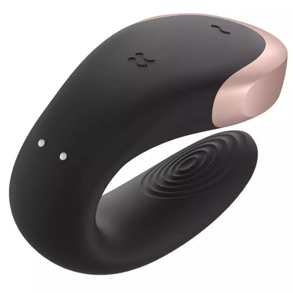 Satisfyer Double Love Black – programėle valdomas sekso žaislas poroms, atsparus vandeniui