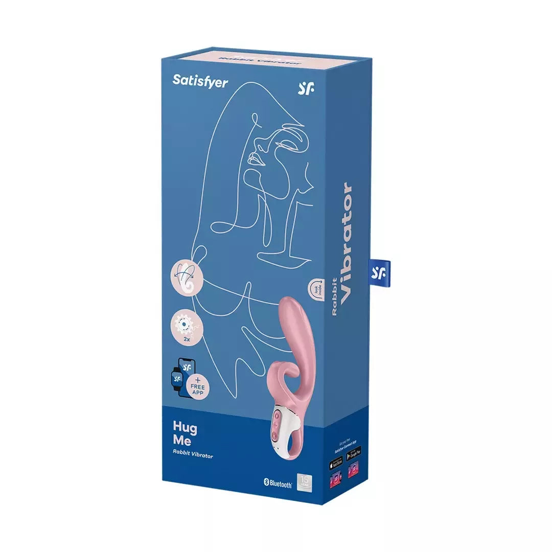 Satisfyer Hug Me intymi dvigubo variklio silikoninė sistema, rožinė, Bluetooth